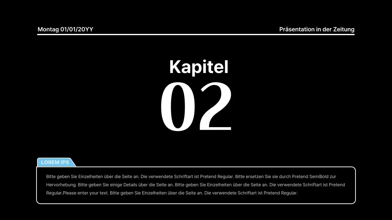 Aufmerksamkeitsstarke Präsentation mit fetten Linien in einem Zeitungskonzept auf schwarzem Hintergrund