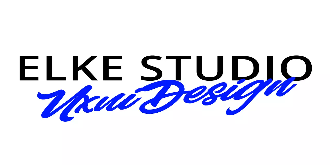 Strak ontwerpstudio-logo met twee lettertypen in blauw en zwart