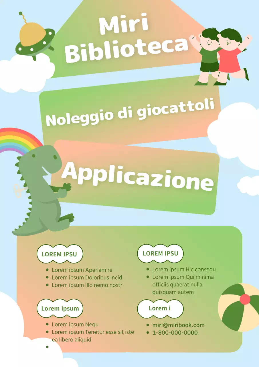 Una guida per prendere in prestito i giocattoli più carini nei colori verde e arancione sfumati