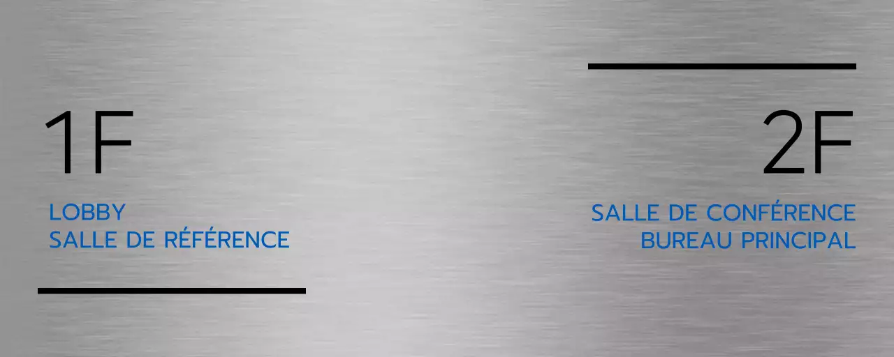 Noms de lieux et plans de l'entreprise avec de simples icônes noires et bleues