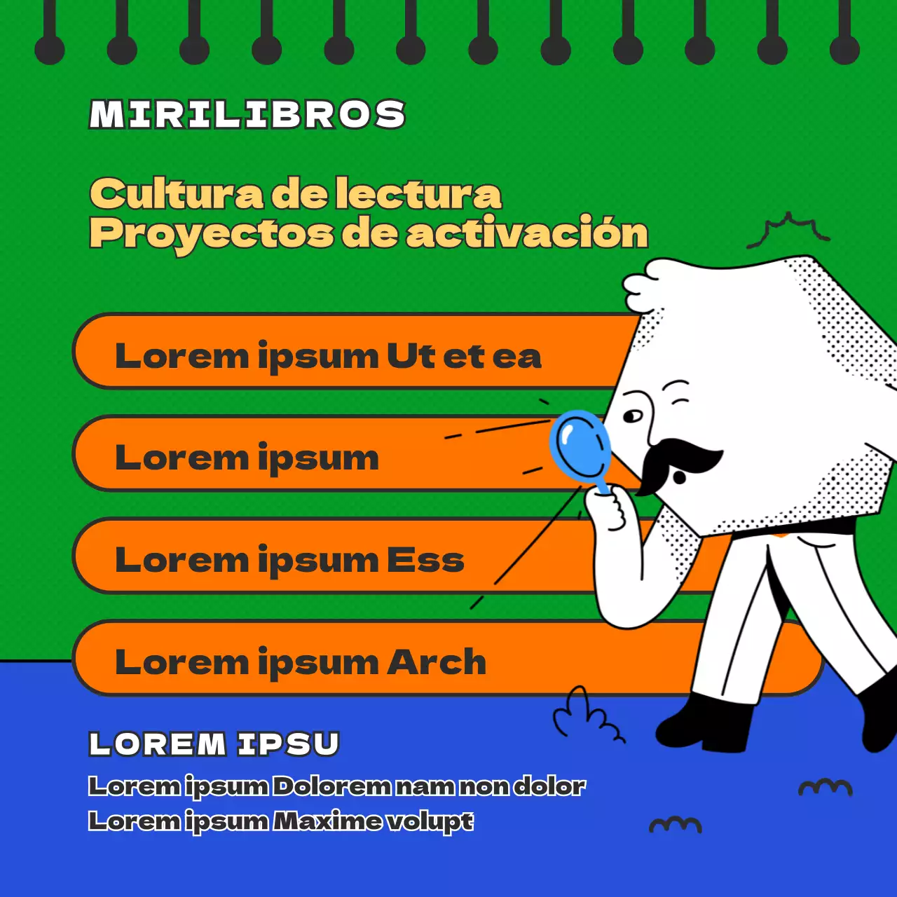 Editorial de concepto retro azul y verde busca colaboradores