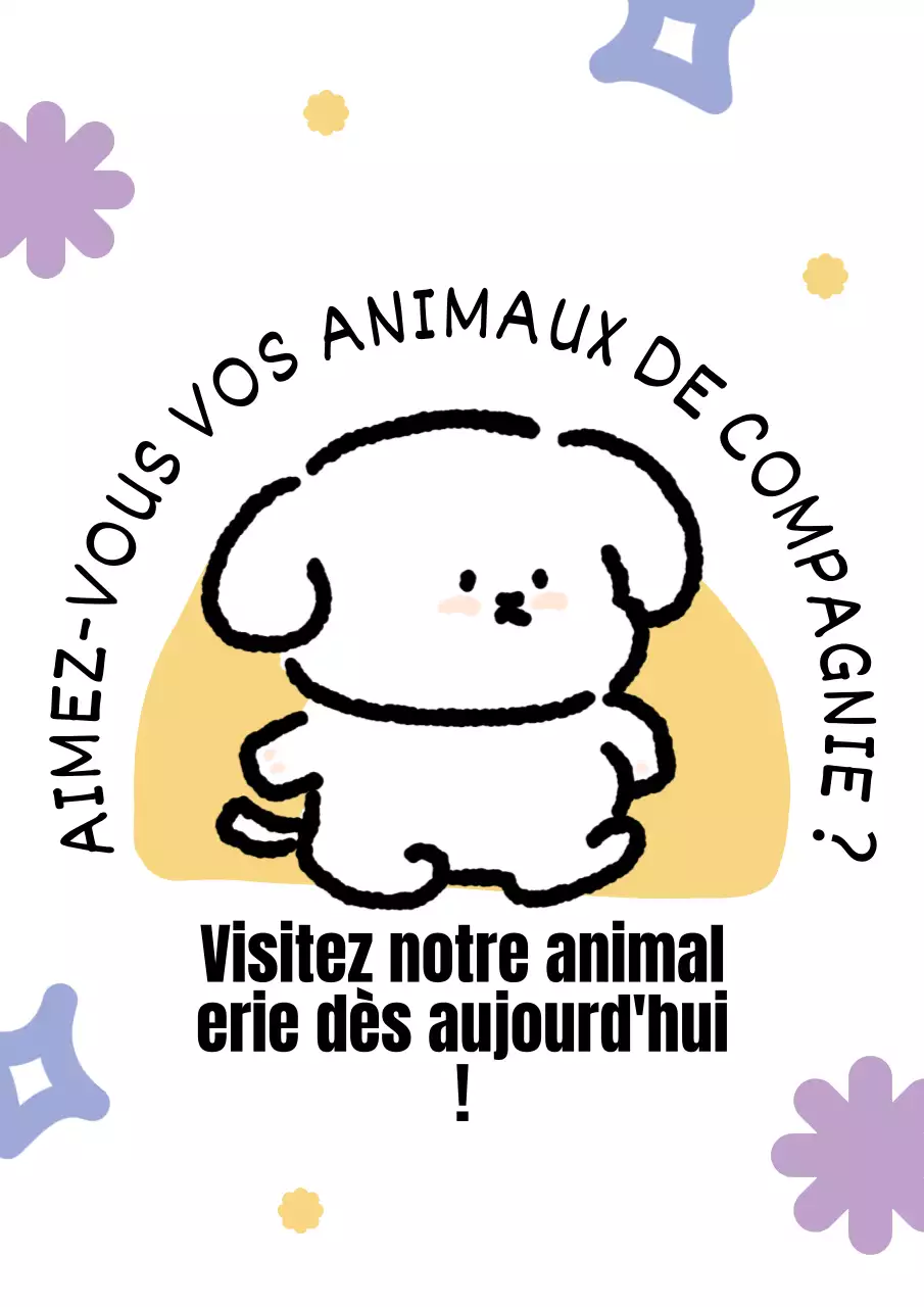 Intérieur de chiot mignon en violet et jaune