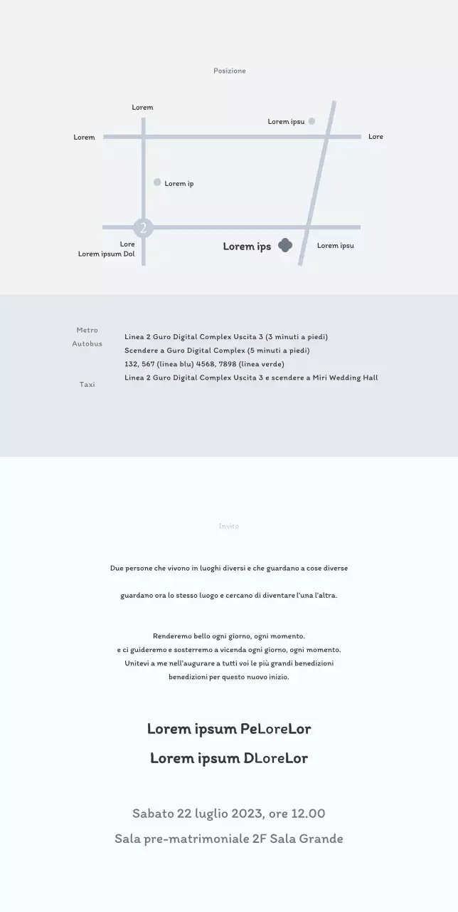 Invito di nozze calmo e di classe con uno sfondo grigio freddo