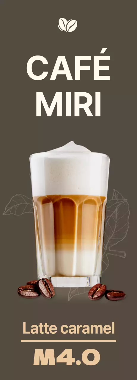 Bannière de café monotone avec un café au lait au caramel et une bière froide dans un design atmosphérique sur un fond sombre.