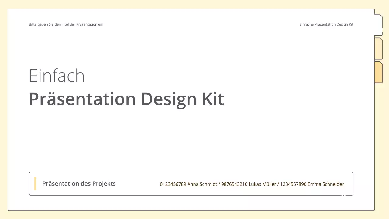 Saubere und einfache Präsentationsmappe in Gelb