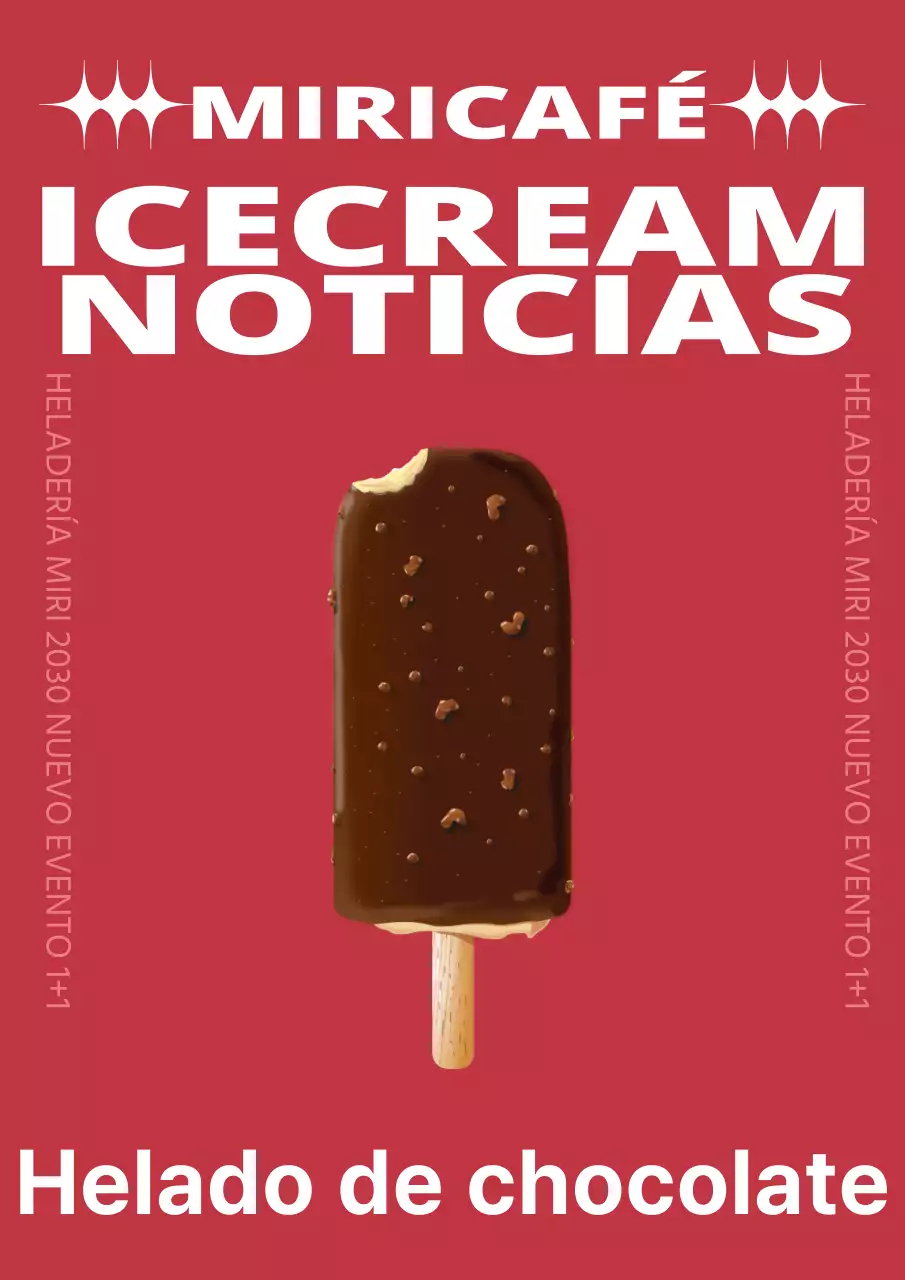 Promocionar una nueva carta de helados con una sencilla combinación de colores blanco y rojo.