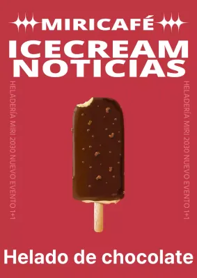 Promocionar una nueva carta de helados con una sencilla combinación de colores blanco y rojo.