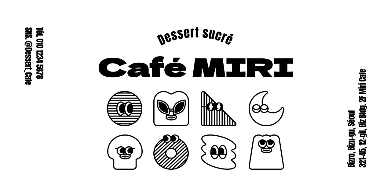 Une collection d'illustrations de desserts simples et mignons pour l'information et le service dans un café de desserts conceptuel.