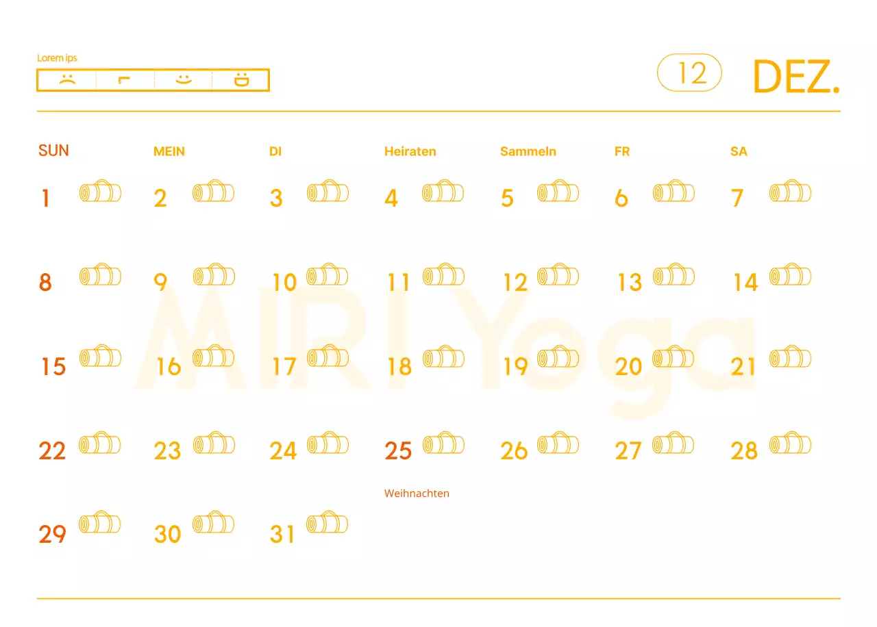 Orangefarbene Kalender zum Verschenken bei der Werbung für Ihr Yogastudio