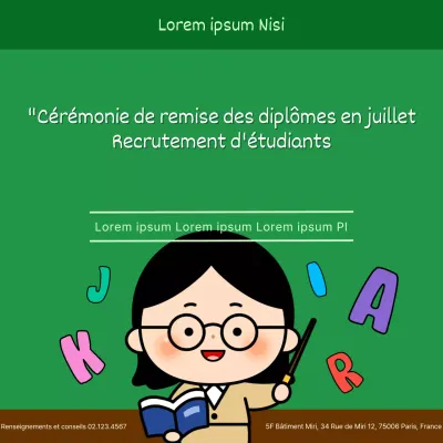 Professeur d'anglais sur le panneau vert promouvant la campagne de recrutement de l'école de langues