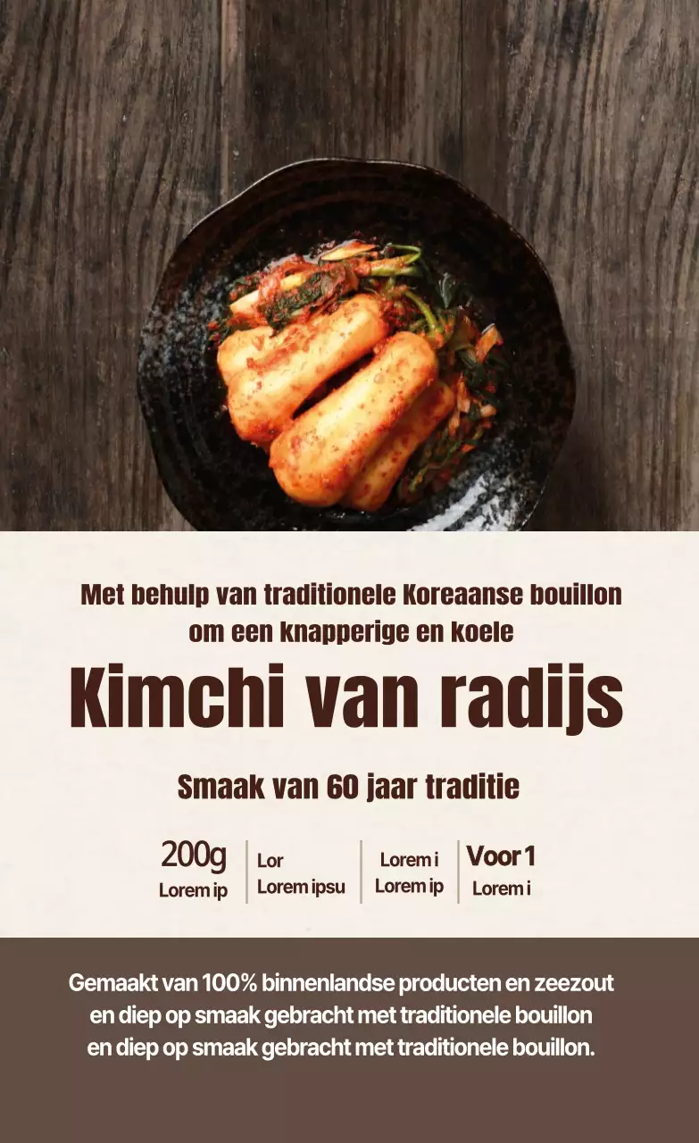 Vrijgezelle radijs kimchi Voedingsfeiten