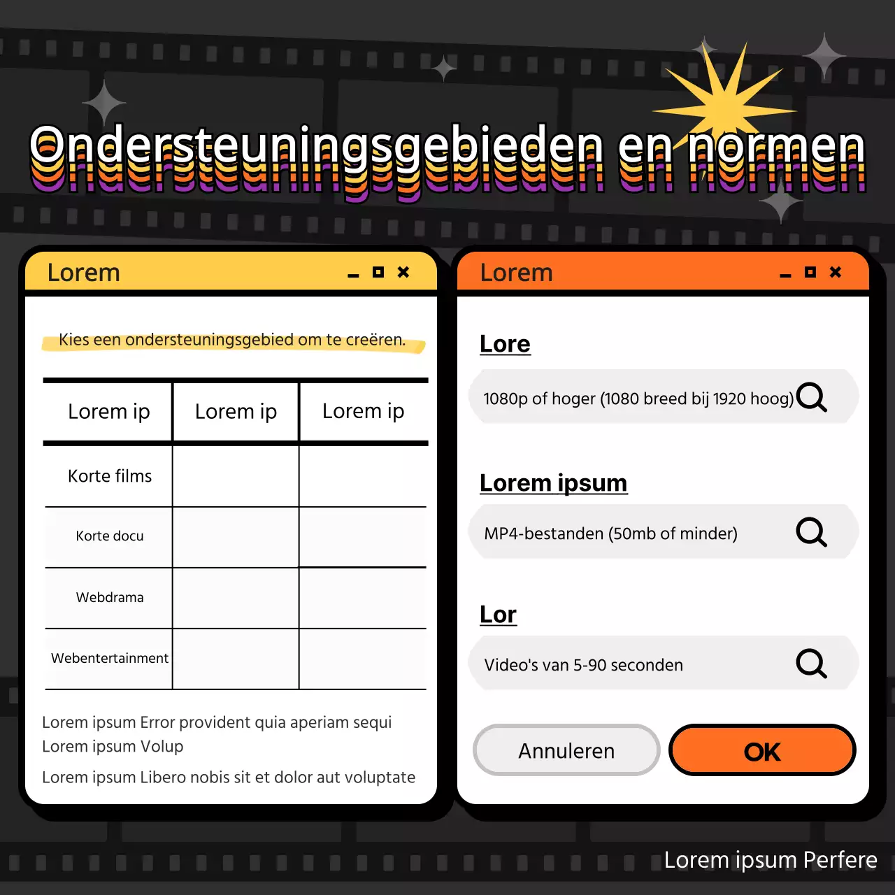 Retro wedstrijdaankondiging in webstijl op een zwarte achtergrond