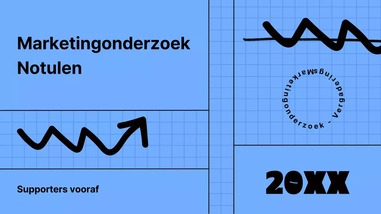Marketingstudiepresentatie met blauw notitieblokconcept