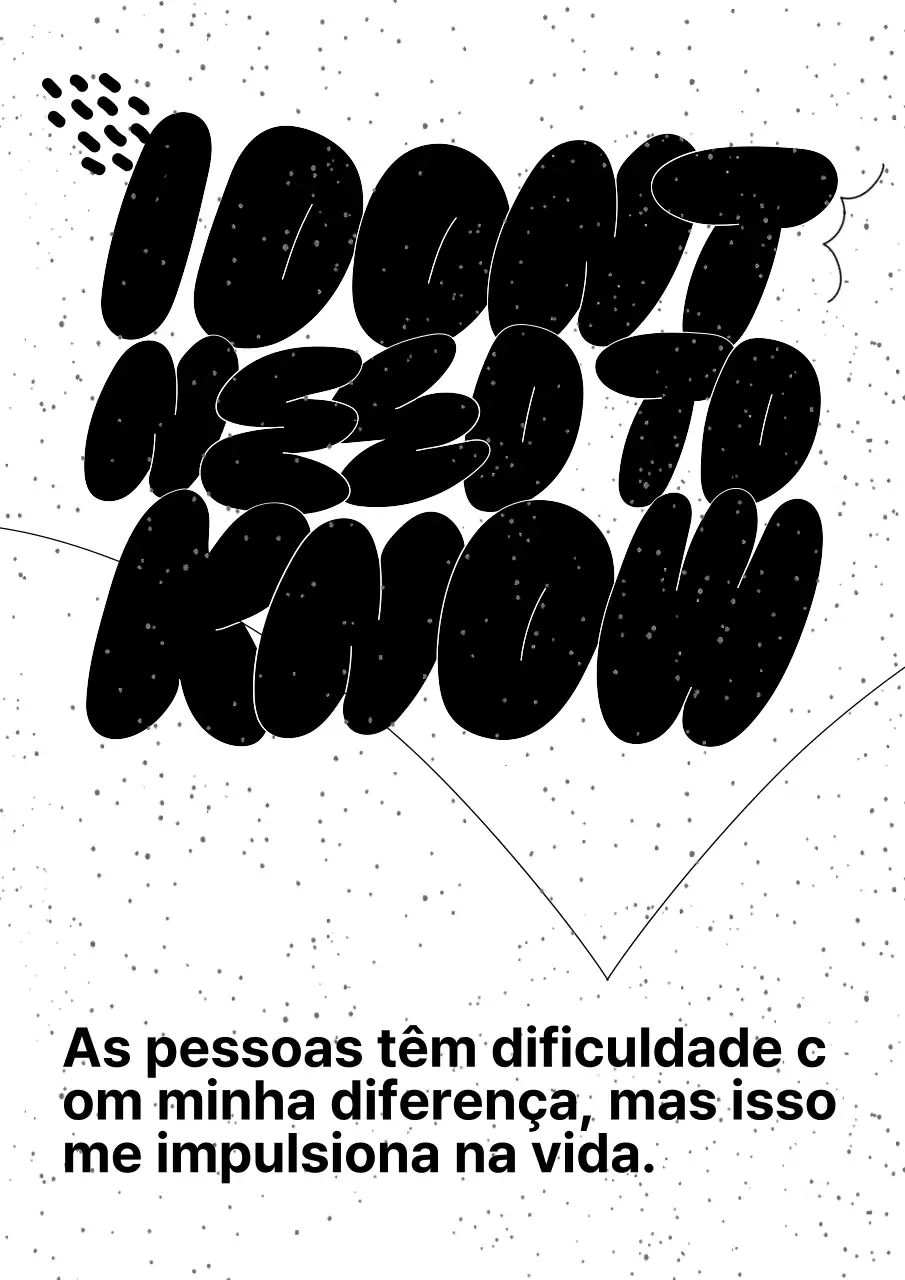 Cartaz de interior com caligrafia a preto e branco