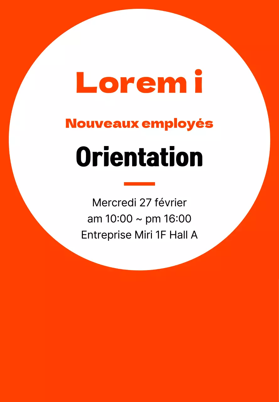 Cadre simple en orange et noir pour les informations relatives à l'orientation des nouveaux employés