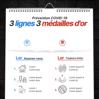 Un concept de calendrier monochrome et coloré mettant l'accent sur le texteCOVID-19 annonce de campagne