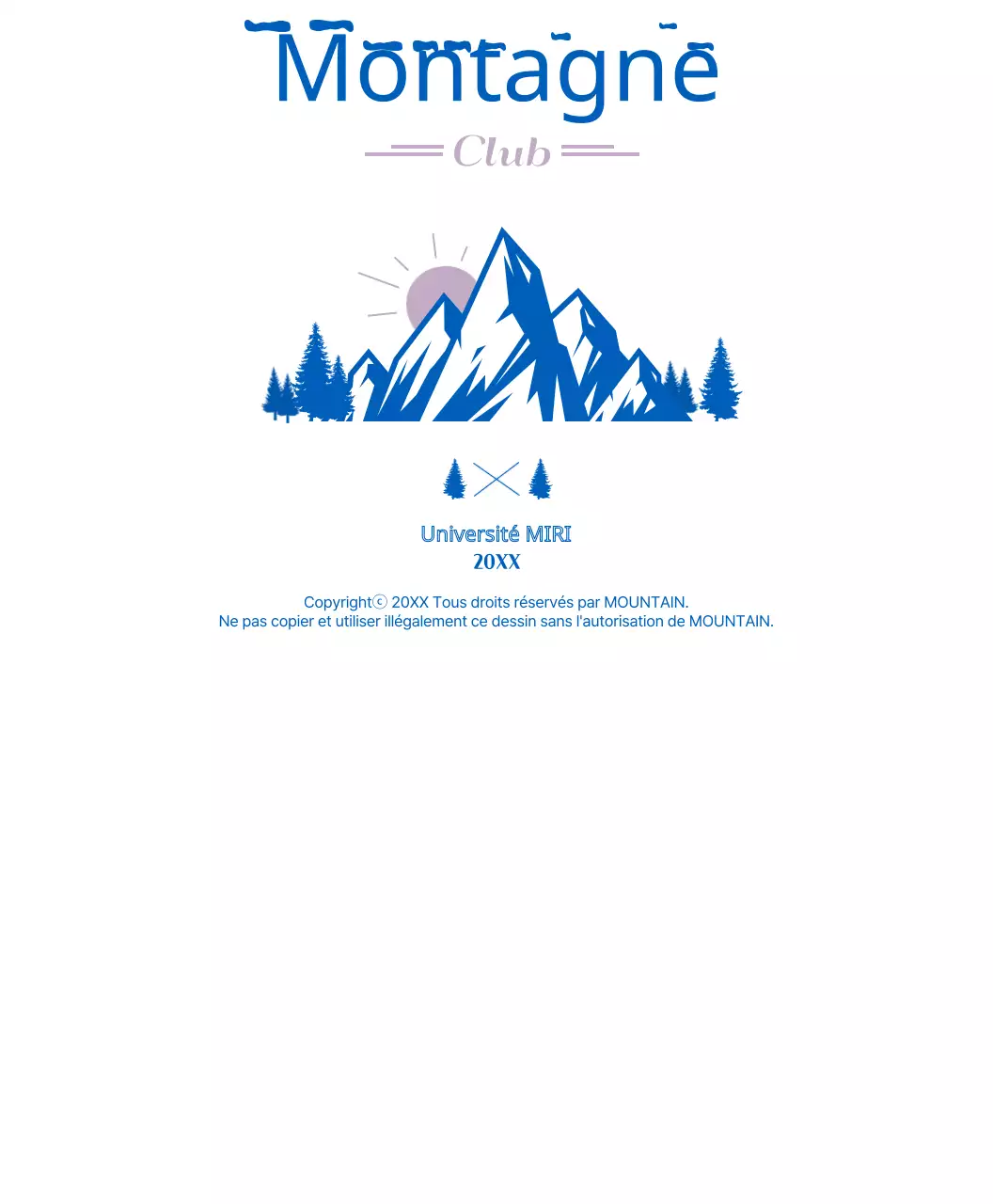 T-shirt de l'équipe du club d'alpinisme avec montagnes et soleil
