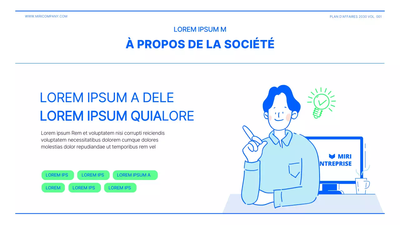 Présentation d'un plan d'affaires en vert citron