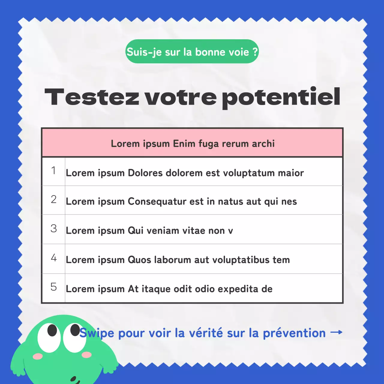 Des illustrations bleues et vertes très amusantes présentent le vrai type de collègue.
