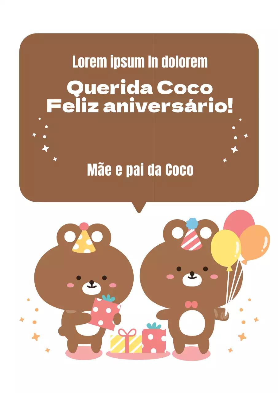 Festa de aniversário gira com uma personagem de ursinho de peluche numa festa de aniversário castanha