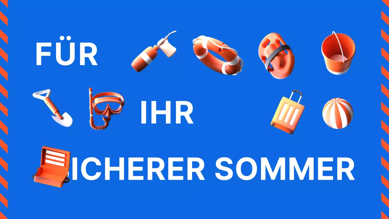 Ein orange-blauer Leitfaden zur Wassersicherheit im Sommer