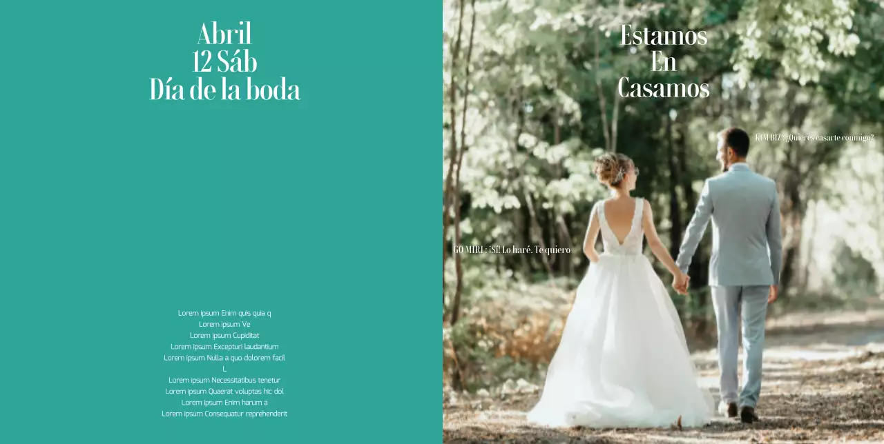 Invitación de boda limpia en verde monocromo