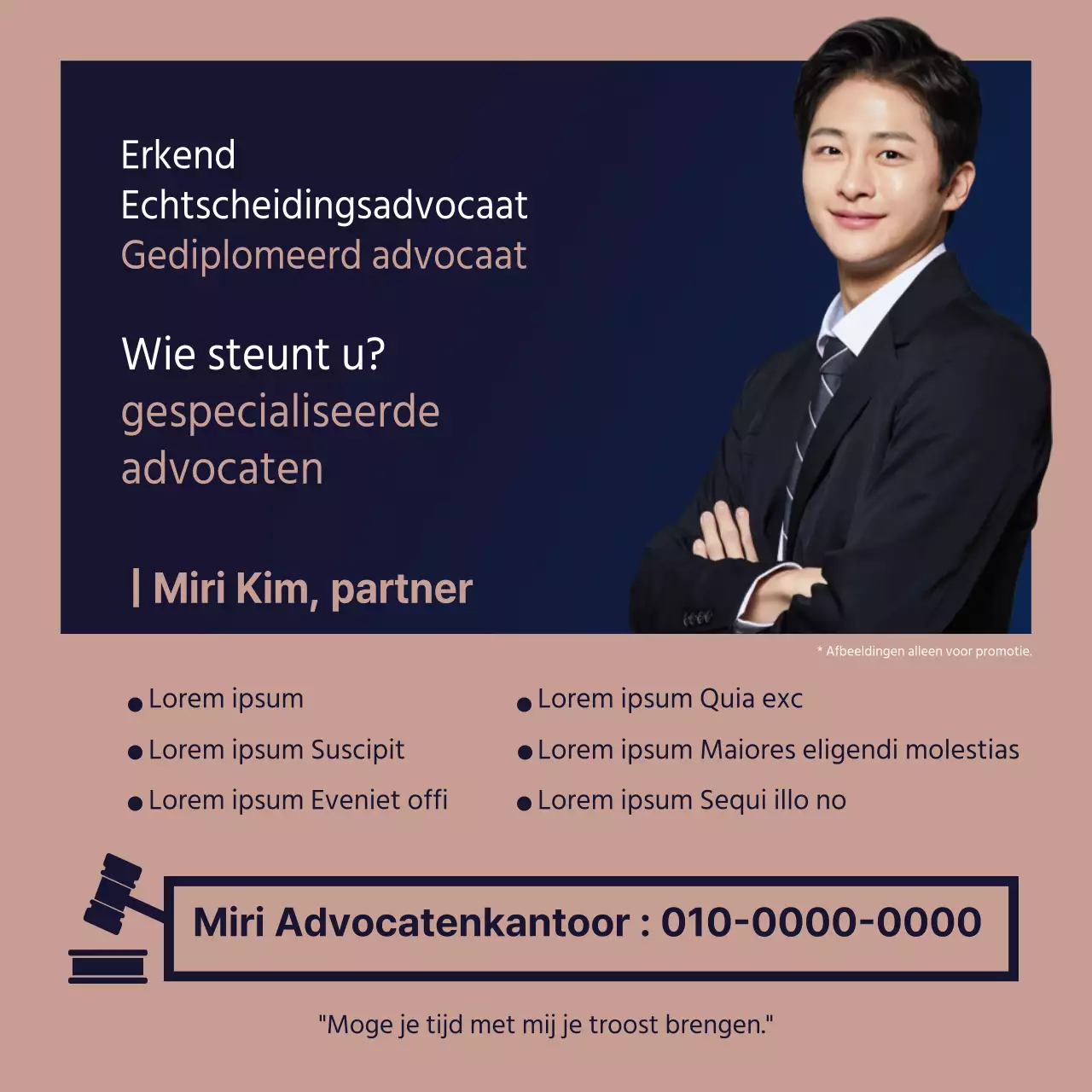 Eenvoudig juridisch advies in marineblauw en kastanjebruin en goud