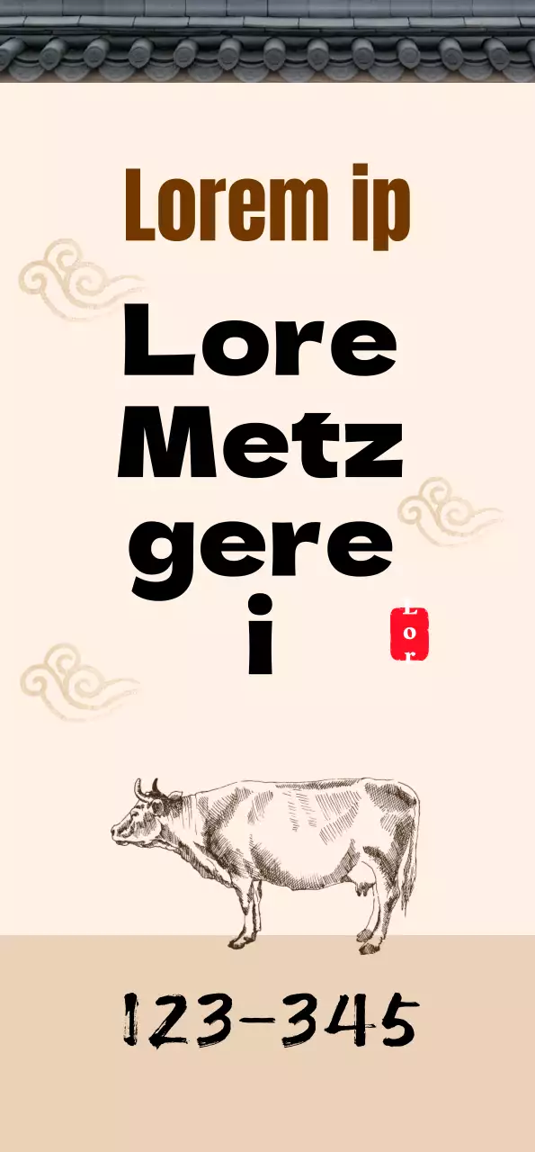 Traditionelles Konzept einer Metzgerei in einem beige gefliesten Haus