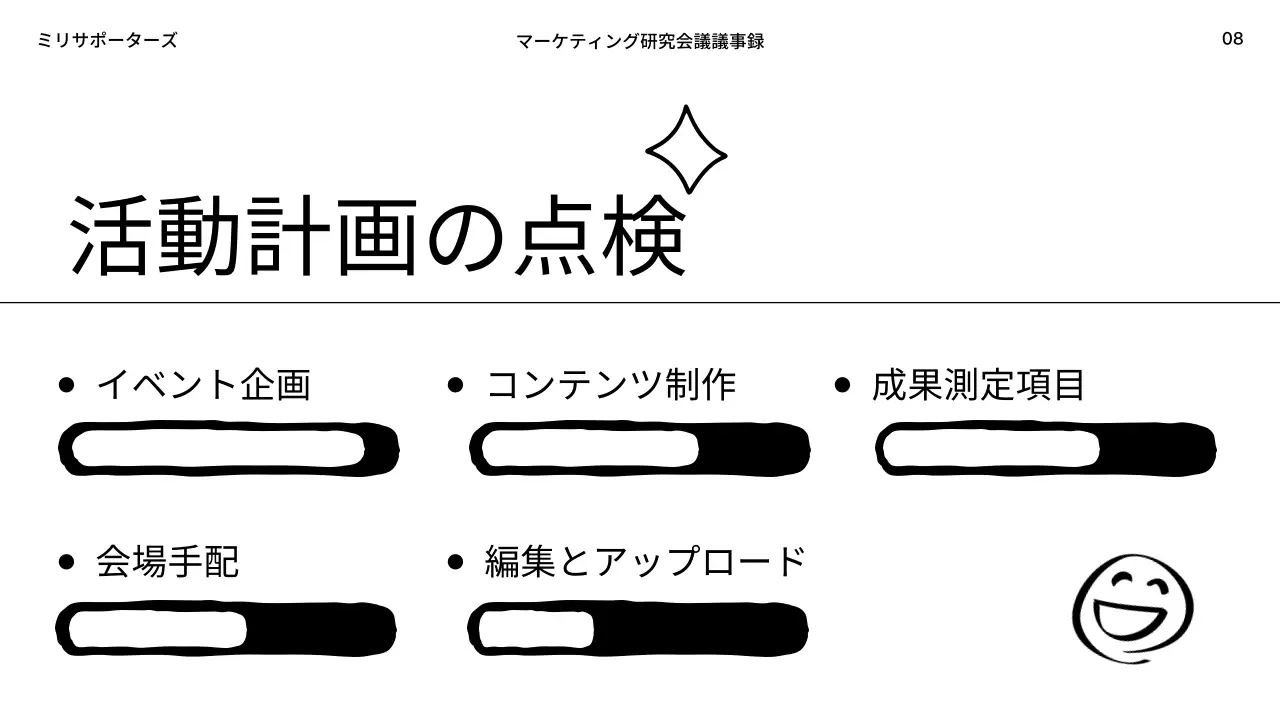 白黒 シンプル マーケティング 企画書 プレゼンテーション