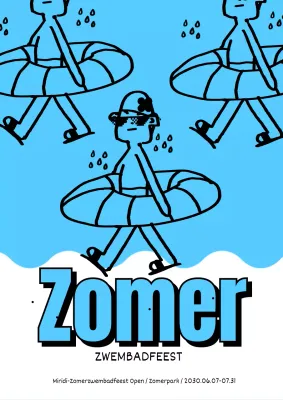 Jongen in een buis in een schattig zwembad in lichtblauw en wit