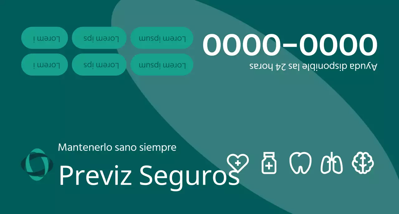 Una pieza promocional de una compañía de seguros con ilustraciones en 3D de tonos oscuros e iconos de salud.