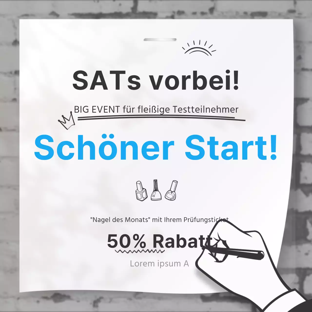 Schwarz und hellblau Tapete Konzept für Studenten Rabatt Veranstaltung