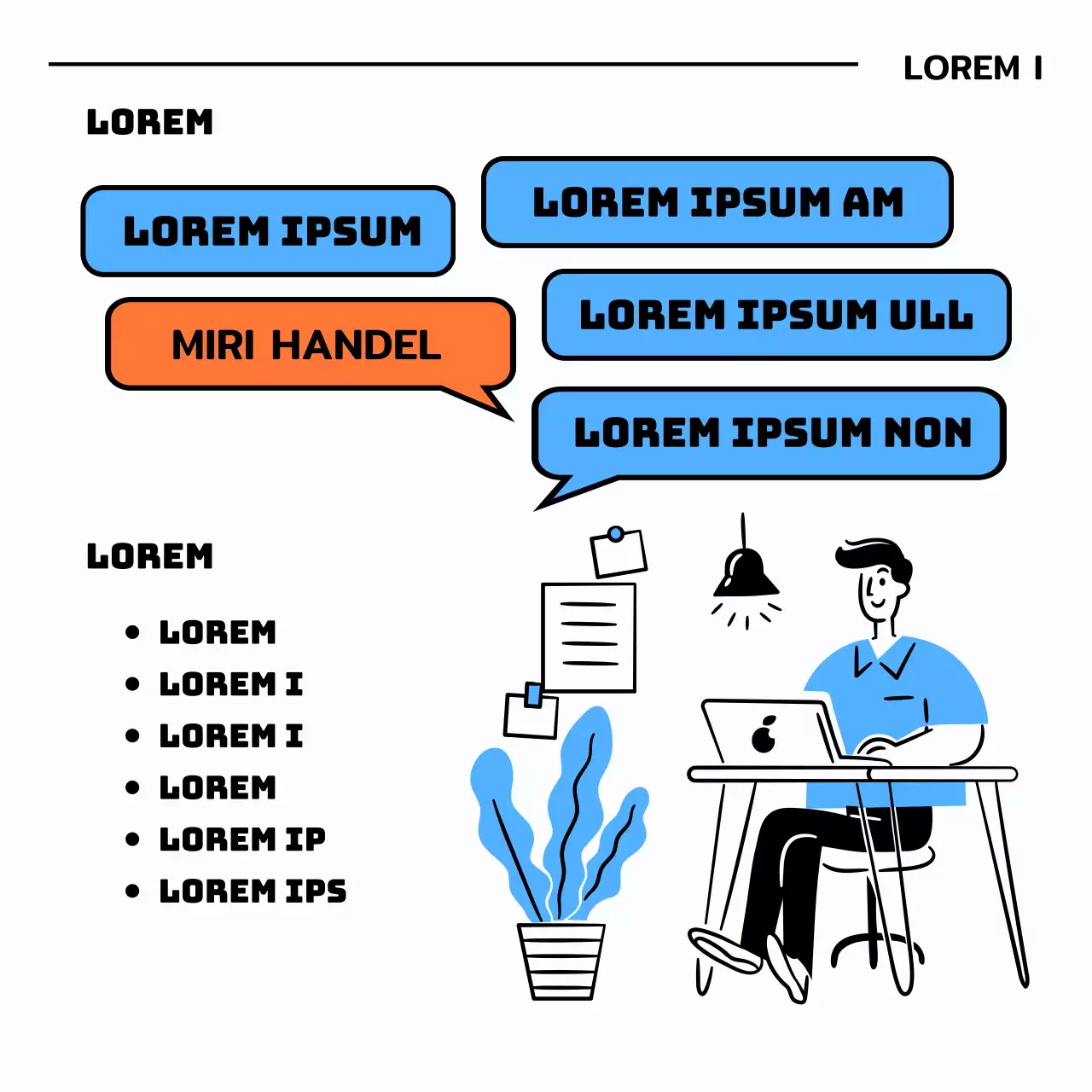 Werven voor stages met illustraties in lichtblauw en zwart
