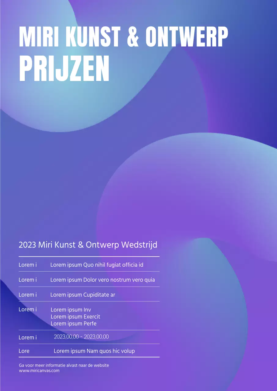 Wedstrijdprijs met een sensueel en trendy paars-mint kleurverloop en vormenachtergrond