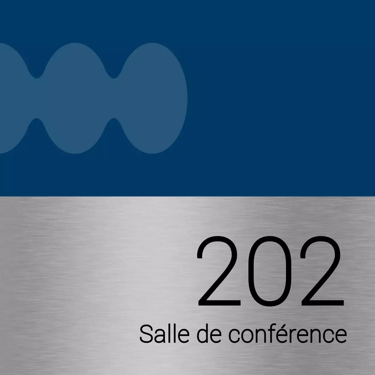 Noms des salles de classe de l'université avec de simples formes bleues et noires en guise d'accents