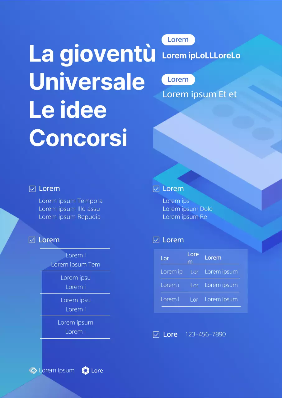 Attività di reclutamento con sfondo blu sfumato e illustrazioni 3D di forme