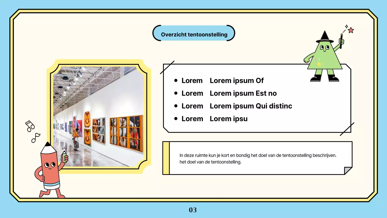 Tentoonstellingsvoorstel voor kinderen met kleurrijke, eenvoudige en schattige illustraties