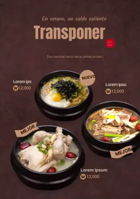 Promocione un sencillo menú de salón de masajes sobre fondo marrón