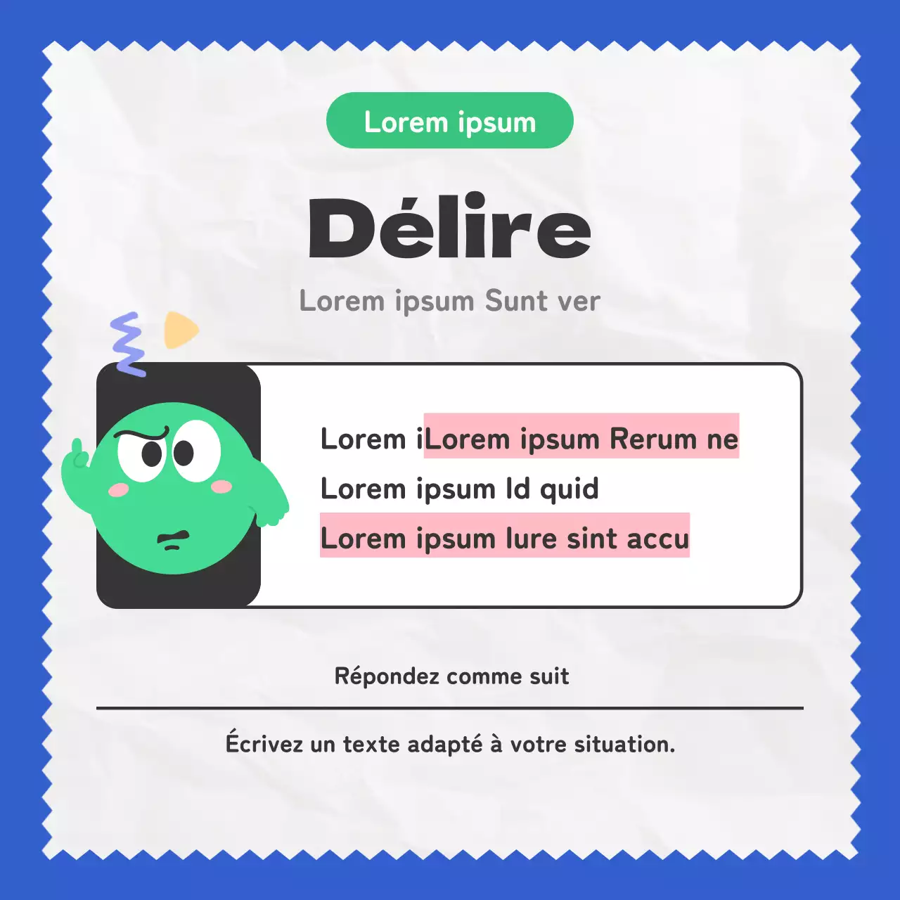 Des illustrations bleues et vertes très amusantes présentent le vrai type de collègue.