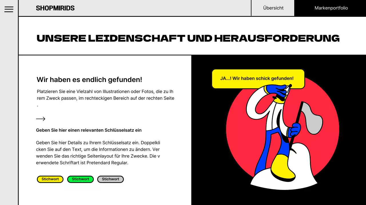 Pop-Illustration Konzept Marke Portfolio in fluoreszierenden Farben