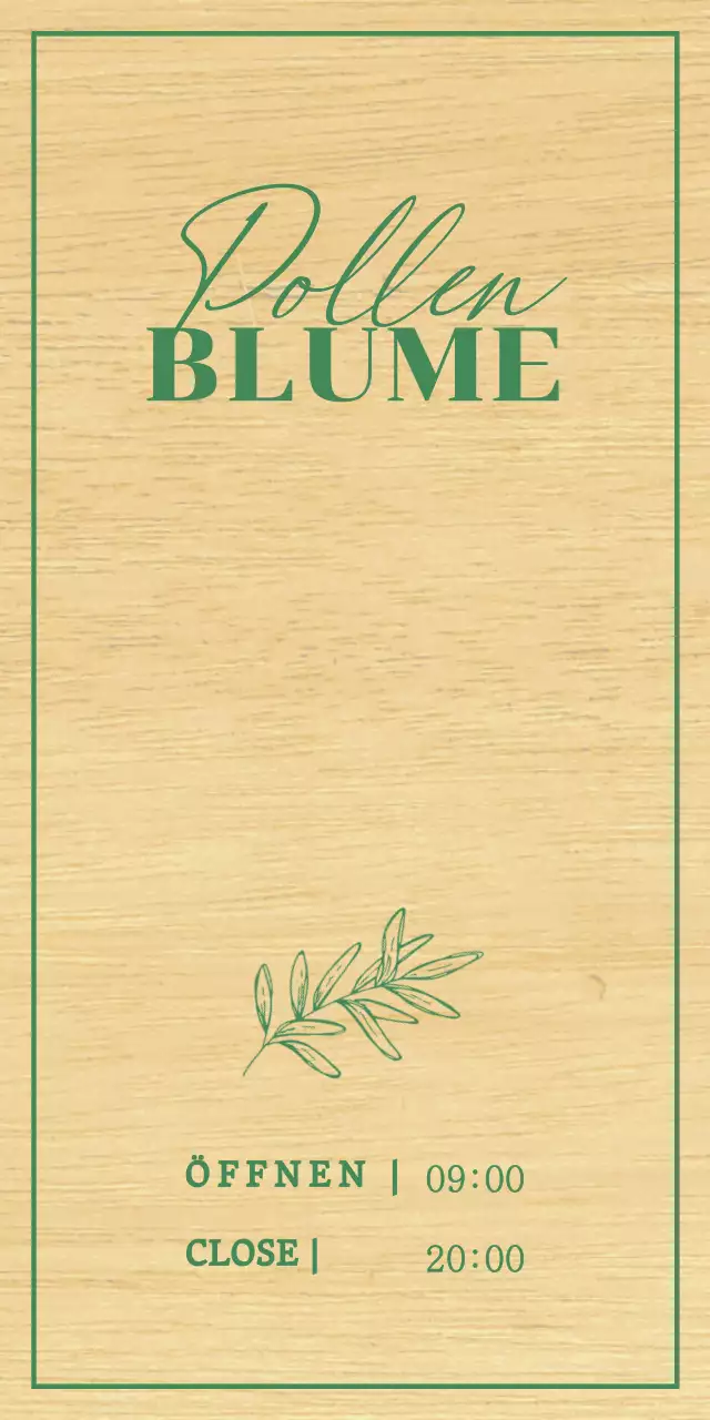 Blumenladen-Design mit grünen, handskizzierten botanischen Illustrationen