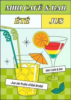 Présentation du jus de saison d'été avec un concept d'illustration amusant en chartreuse et jaune