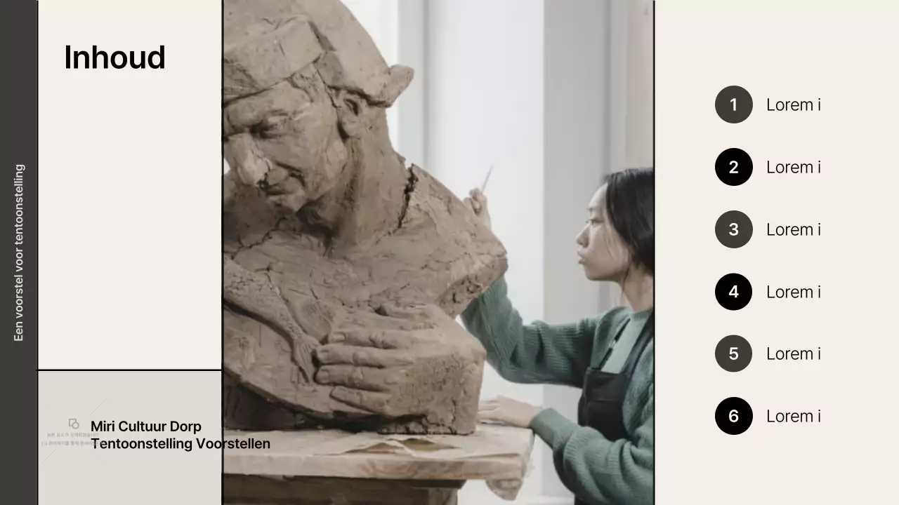 Tentoonstellingsvoorstel met beige-zwarte rasteraccenten