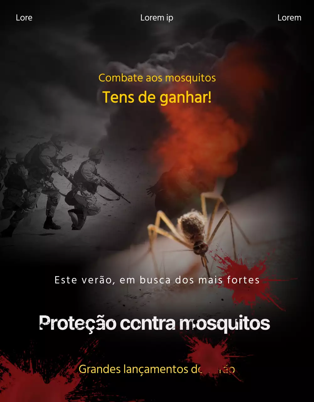 Promover produtos repelentes de mosquitos com um aspeto escuro, tipo cartaz de filme