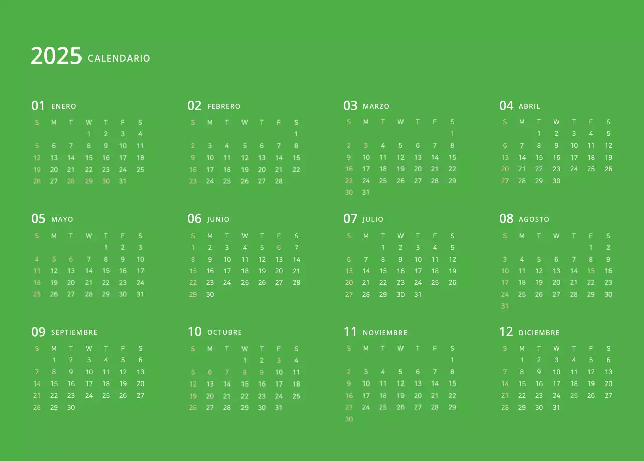 Calendario ilustrado multicolor