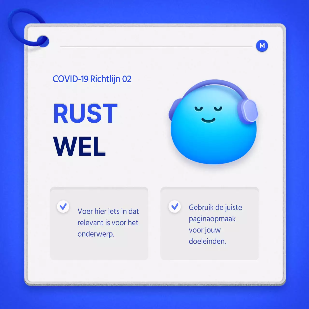 Een keurige thuiszorggids met een blauw cue card concept