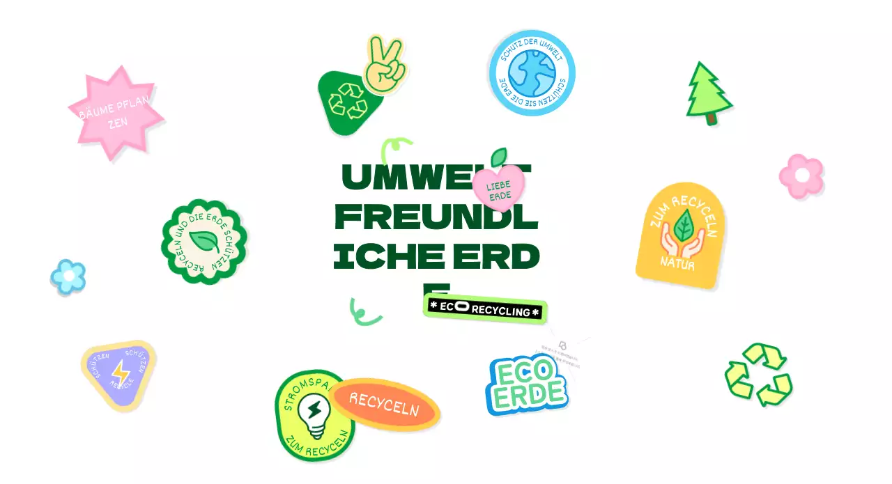 Aufkleberkonzept für eine Öko-Kampagne in grüner Farbe