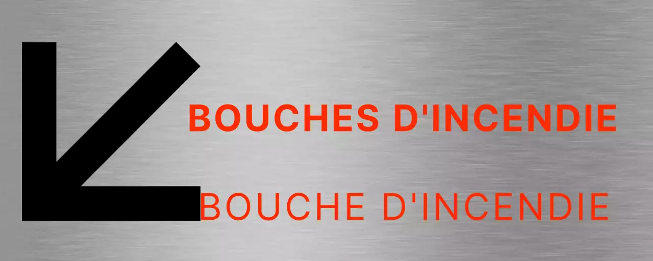 Emplacement des bouches d'incendie avec de grandes flèches noires et rouges