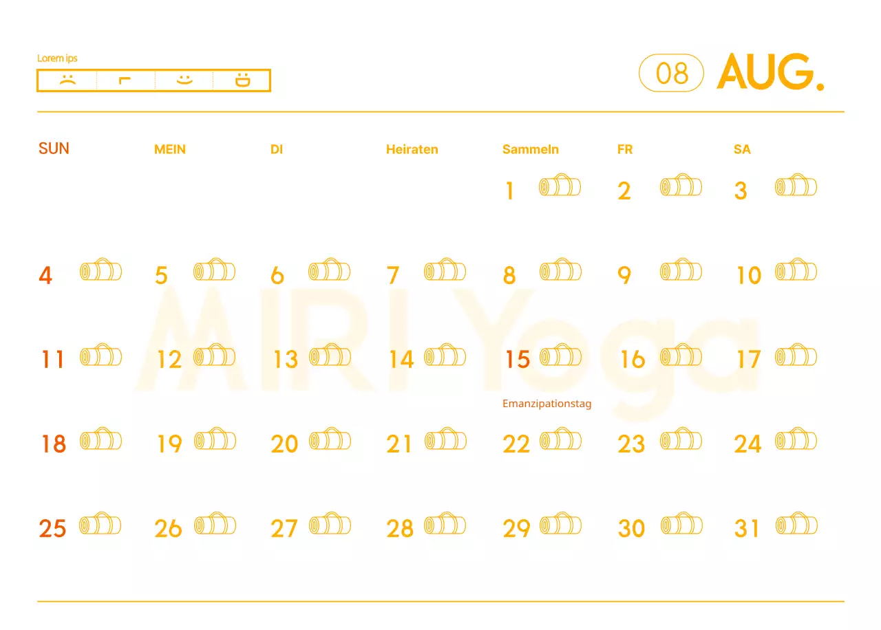 Orangefarbene Kalender zum Verschenken bei der Werbung für Ihr Yogastudio