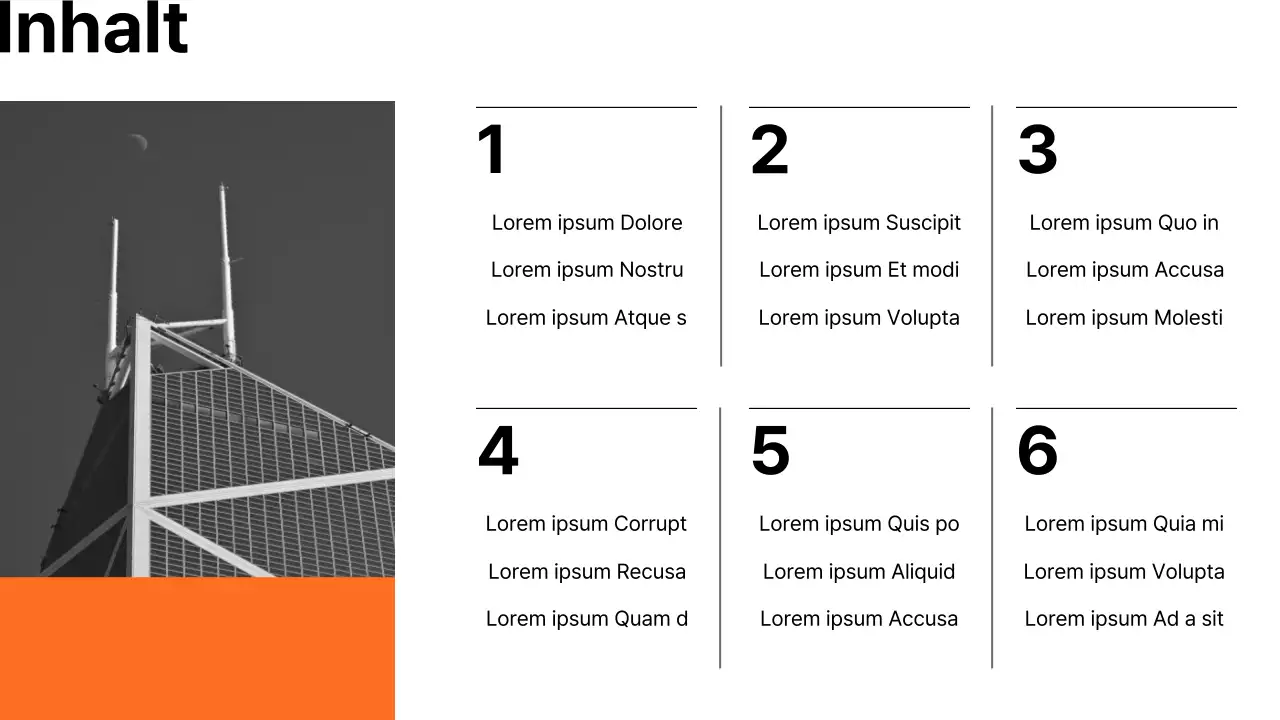  Minimalistischer Geschäftsbericht in Orange und Schwarz